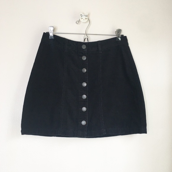 stradivarius Dresses & Skirts - Stradivarius Corduroy Button Mini Skirt Black 6